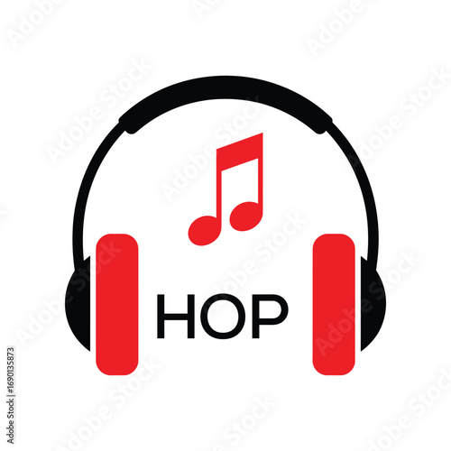 HOP Headphone  Company logo. HOP Music logo design for entrepreneur and business. HOP best Branding icon.
