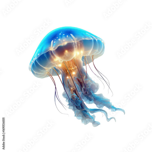 Luminous Jellyfish  A Stunning 3D Render of a Bioluminescent Medusa