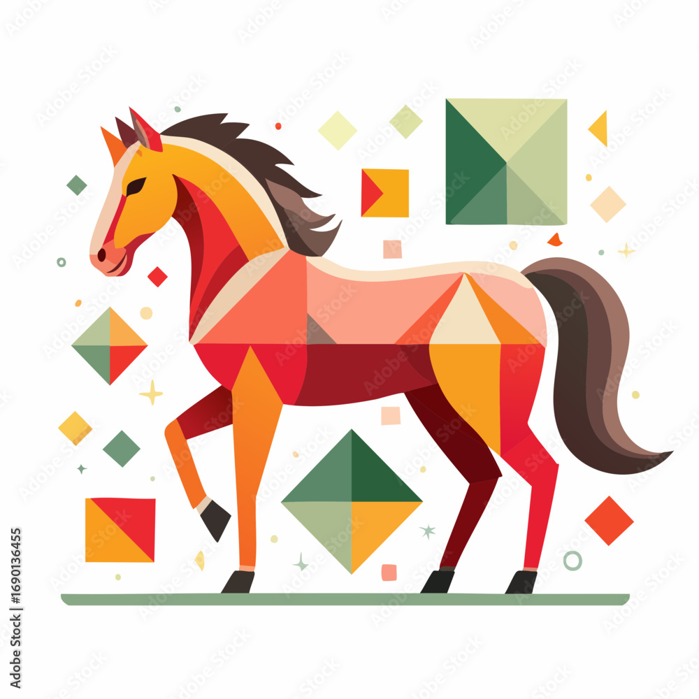 Obraz premium 幾何学模様で描くモダンな馬
