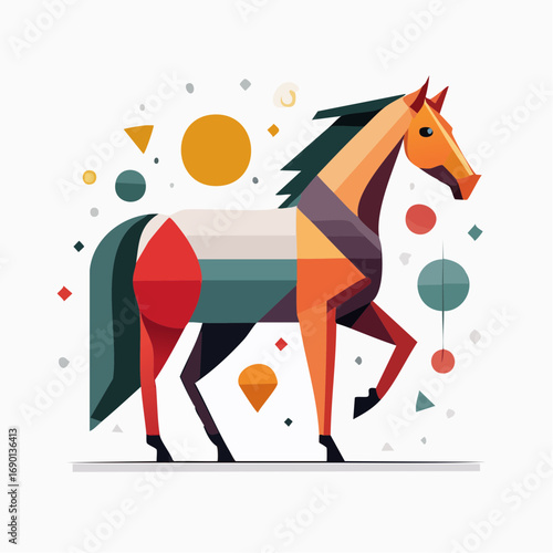 幾何学模様で描くモダンな馬