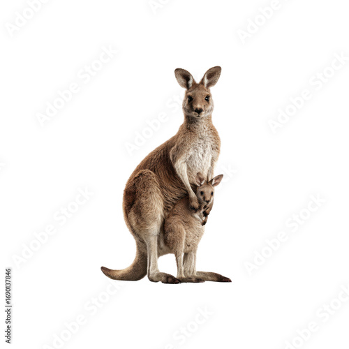 Mother Kangaroo with Joey in Pouch - Australian Wildlife