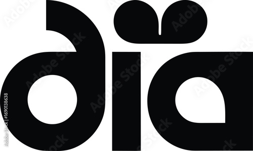 Abstract black letters DIA on white background alphabet