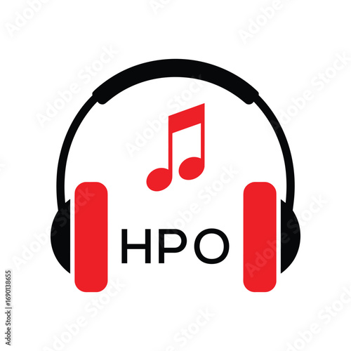HPO Headphone  Company logo. HPO Music logo design for entrepreneur and business. HPO best Branding icon.
