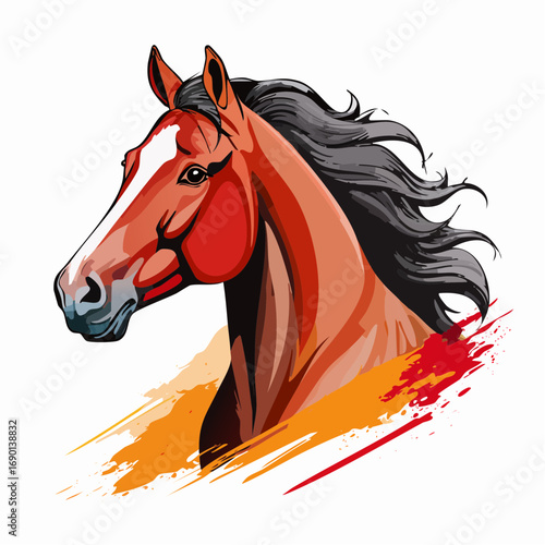 筆描き風で疾走感のある馬
