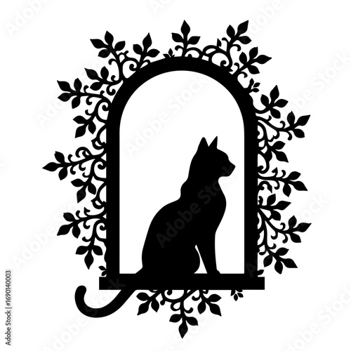 black and white cat frame, vector, cat, frame, illustration, silhouette, design, border, floral, black, art, animal, ornament, flower, decoration, Halloween, pattern, vintage, pet, decor, element, swi