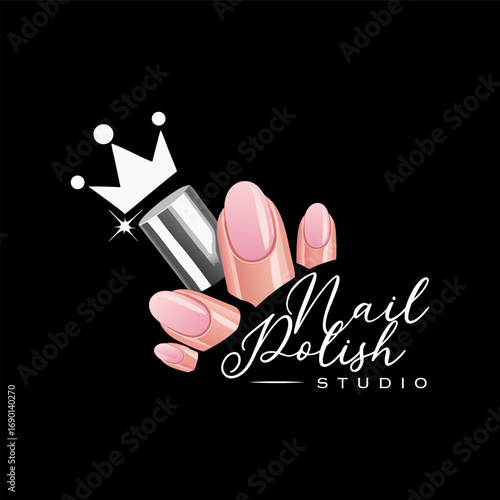 Nail Polish Logo Design Template for Nail Saloon Business.