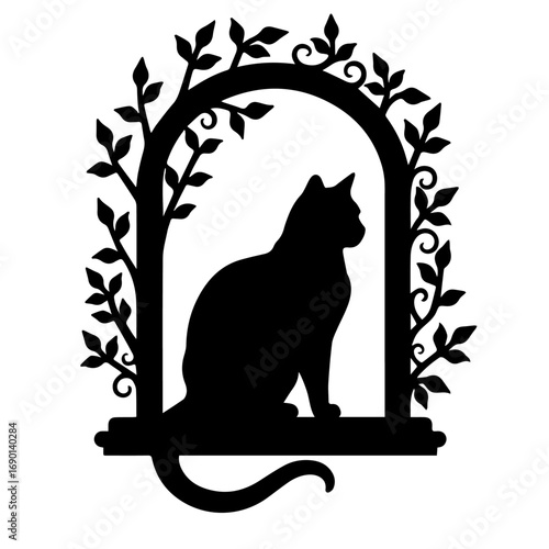 black and white cat frame, vector, cat, frame, illustration, silhouette, design, border, floral, black, art, animal, ornament, flower, decoration, Halloween, pattern, vintage, pet, decor, element, swi