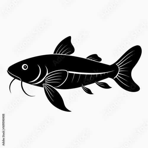 Simple Yoyo Loach Fish Silhouette Vector Design Isolated on White