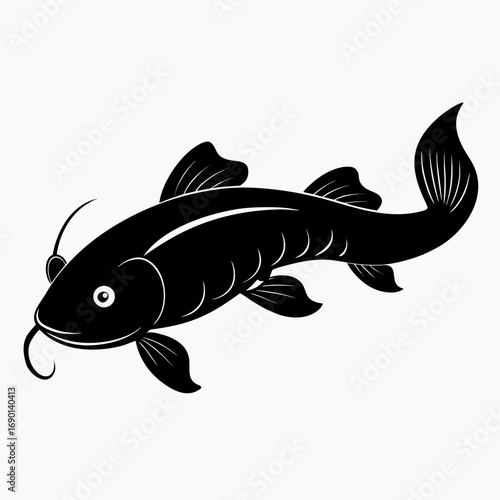 Simple Yoyo Loach Fish Silhouette Vector Design Isolated on White