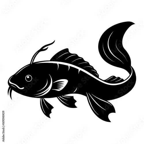 Simple Yoyo Loach Fish Silhouette Vector Design Isolated on White