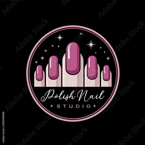 Nail Polish Logo Design Template for Nail Saloon Business.