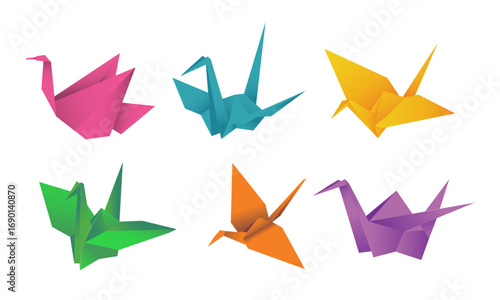 Colorful Origami Birds Collection
