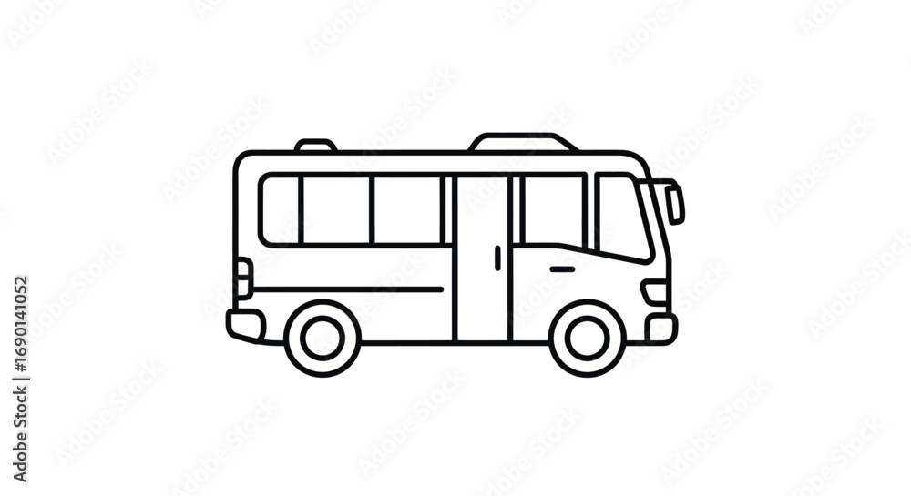 Fototapeta premium Simple Outline of a Small Passenger Bus.