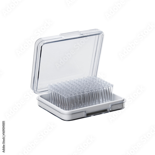 Transparent Plastic Box of Microtubes for Laboratory Use