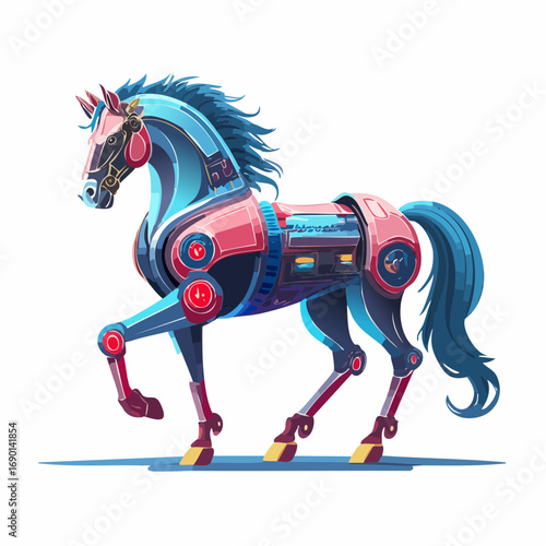 未来的なサイバー風の馬ベクター
