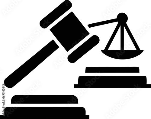Gavel and scales of justice symbol legal decision symbol