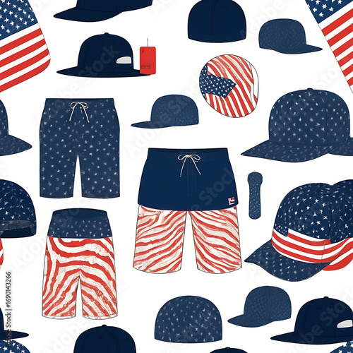 Colorful American Flag Caps in Various Styles
