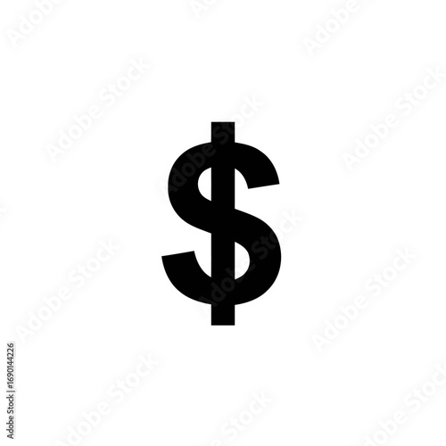 A bold black dollar sign against a clean, bright white background.