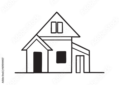 Line art House. Containing family, home, building, house, and more. Vector Illustration