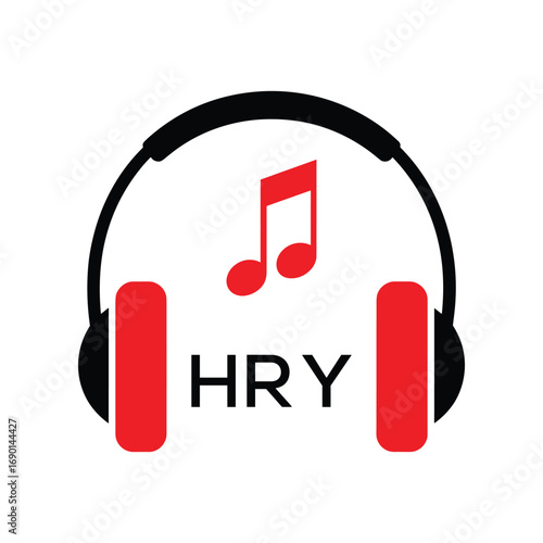 HRY Headphone  Company logo. HRY Music logo design for entrepreneur and business. HRY best Branding icon.
