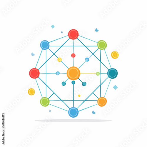 Abstract Network Diagram with Colorful Circles