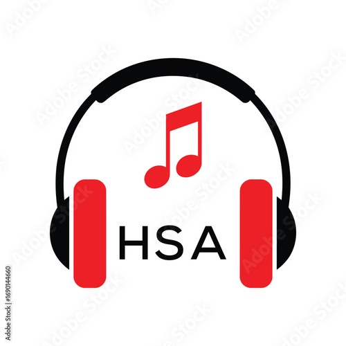HSA Headphone  Company logo. HSA Music logo design for entrepreneur and business. HSA best Branding icon.

