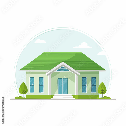 Simple Green Roof House Illustration