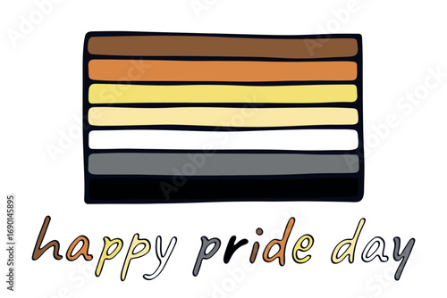 Colorful Bear brotherhood pride flag Happy pride day LGBTQ community Pride Month Vector hand drawn doodle for posters, stickers, logo, cards
