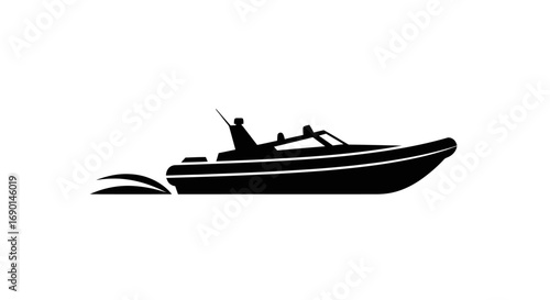 Silhouette of a Motorboat with Angler Aboard.
