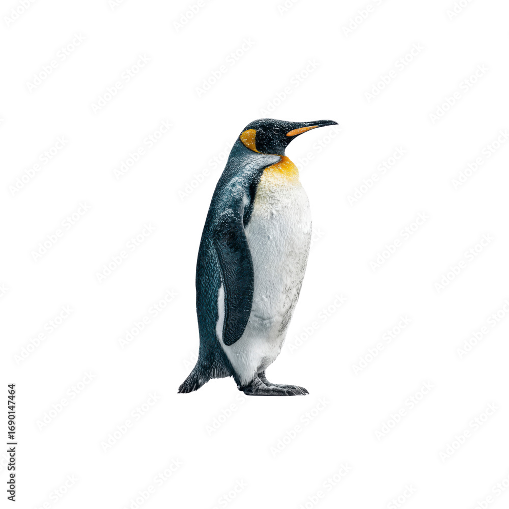Obraz premium Majestic King Penguin Standing on Black Background