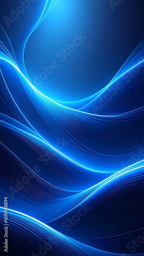Abstract blue waves with glowing light patterns