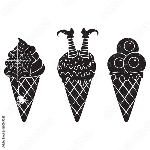Terrible Halloween Ice Cream, black stencil