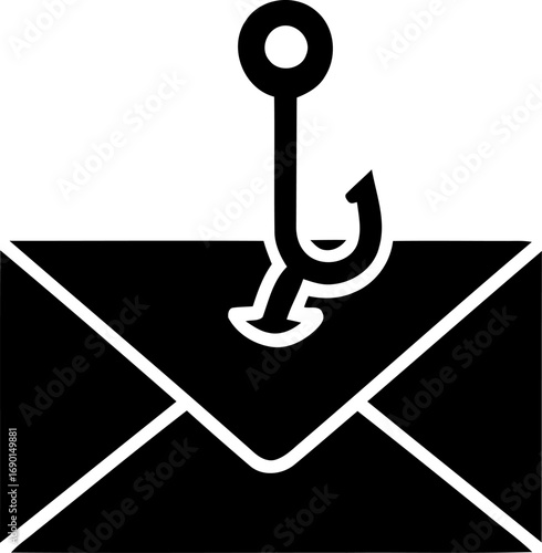 Email phishing hook security threat icon vector