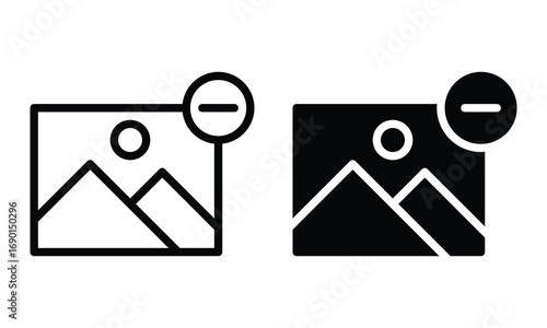 Remove image icon with outline and glyph style.