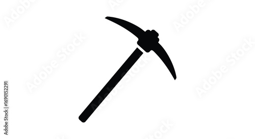 a simple black silhouette of a pickaxe tool