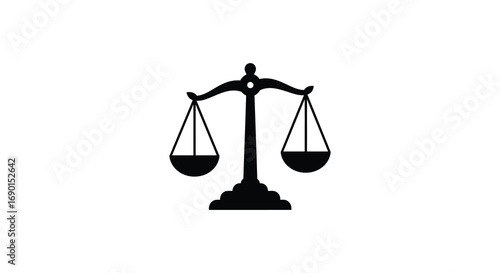 a black silhouette of justice scales balanced evenly