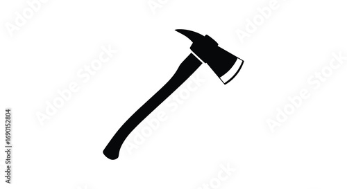a simple black silhouette of an axe on white background