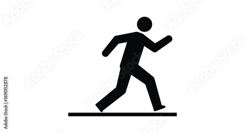 a simple silhouette figure running swiftly across line