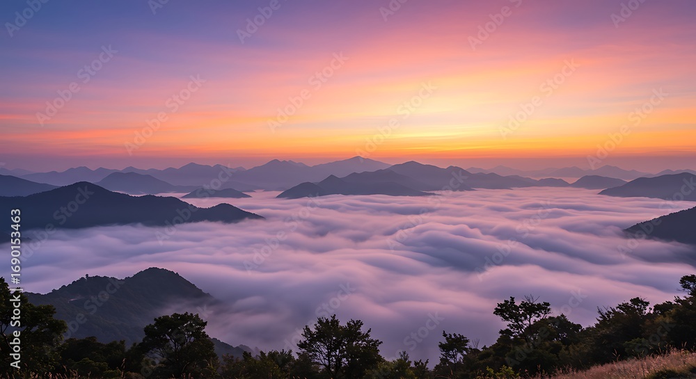 Fototapeta premium Majestic Sunrise Mountain Cloudscape.