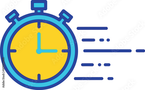 Vector vector art of stylized stopwatch icon indicating speed and quickness, transparent background