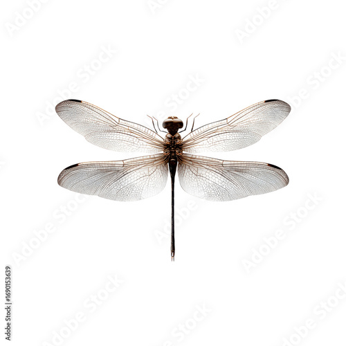 Elegant Dragonfly with Translucent Wings on Black Background