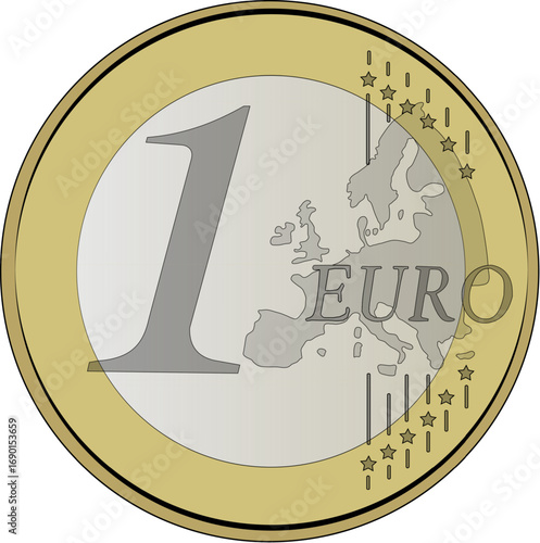 One euro coin symbol financial currency money vector illustration scalable eps icon