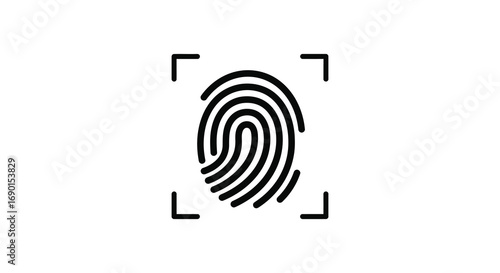 a fingerprint icon enclosed within alignment markers