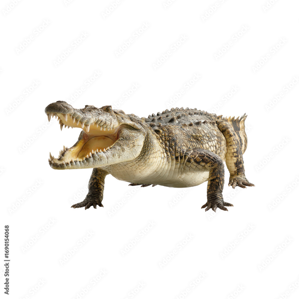 Naklejka premium Powerful Crocodylus porosus Open Mouth, Studio Shot