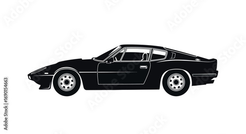 Silhouette of a Classic Sports Coupe Car.