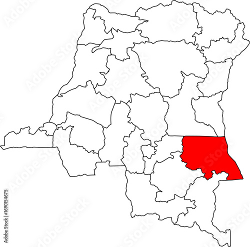 A clean, professional vector map of the Democratic Republic of the Congo with the Tanganyika province highlighted. Great for presentations, reports, and visualizing regional data.

