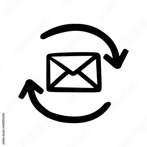 Refresh mail doodle vector icon