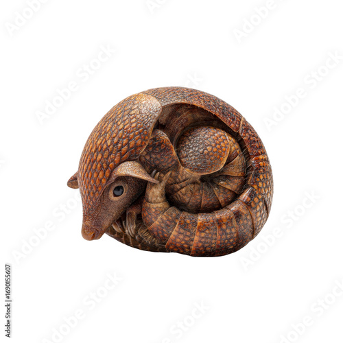 Adorable Pink Fairy Armadillo Curled in a Ball, Isolated on Black Background
