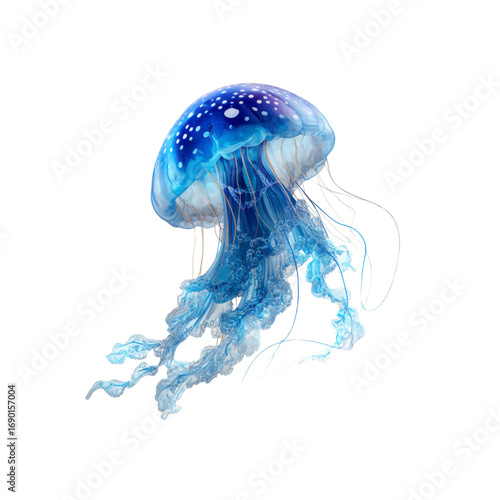 Stunning Blue Jellyfish with White Spots - Underwater Ocean Life