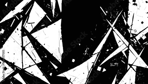 Vector art of abstract black and white geometric shards with sharp edges